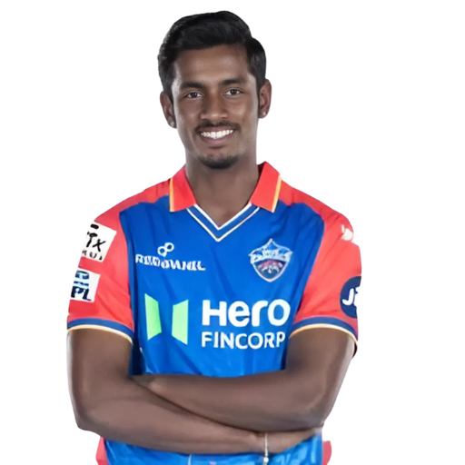 Abishek Porel posing in delhi capitals kit