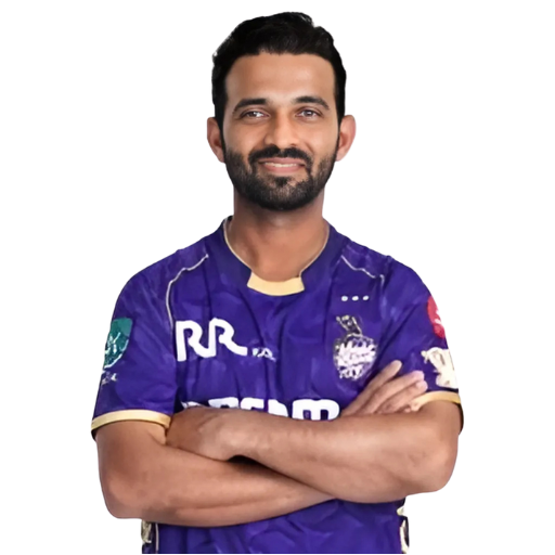 Ajinkya Rahane posing in Kolkata Knight Riders jersey