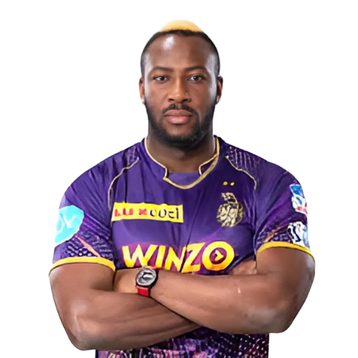 Andre Russell posing in Kolkata Knight Riders jersey
