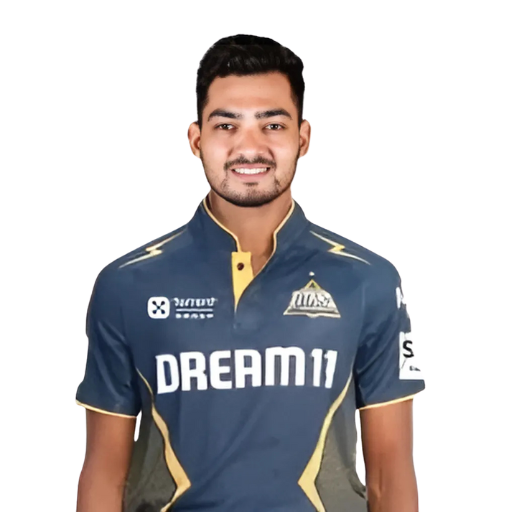 Anuj Rawat posing in gujarat titans jersey