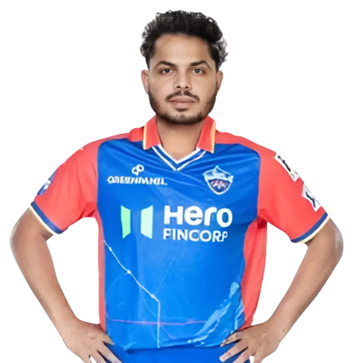Ashutosh Sharma posing in delhi capitals kit