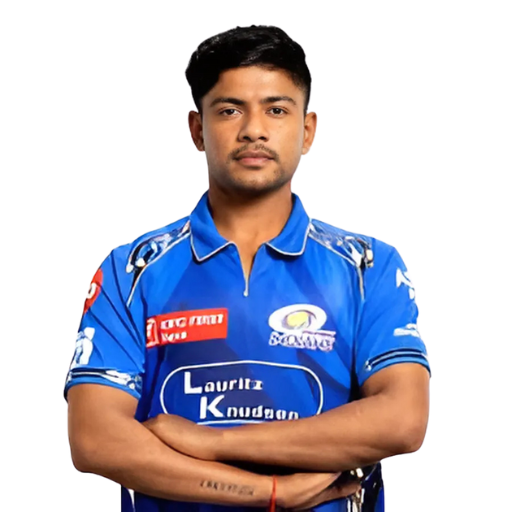 Ashwani Kumar posing in mumbai indians jersey