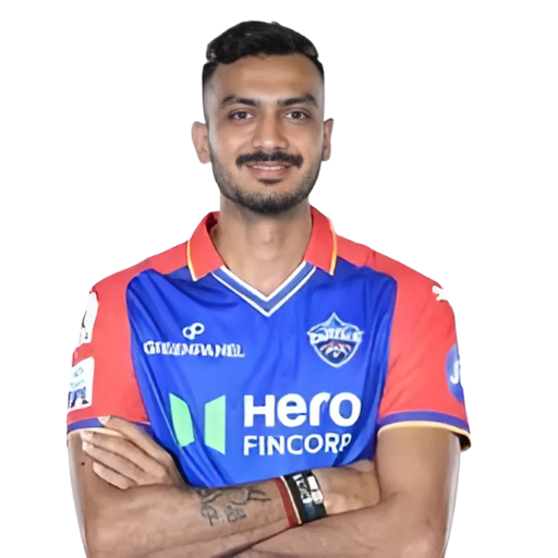Axar Patel posing in delhi capitals kit