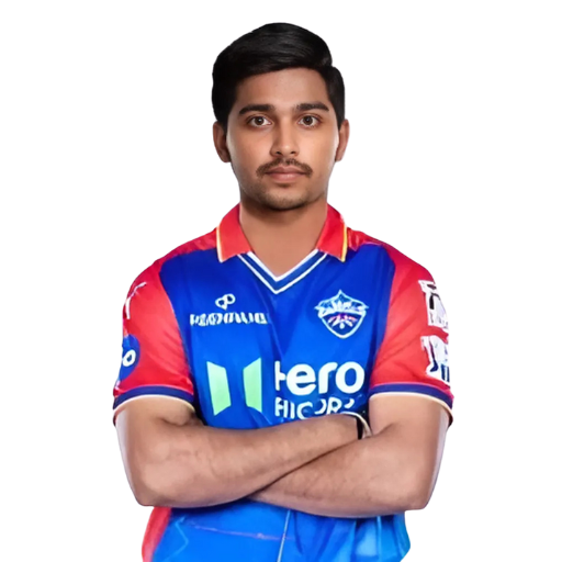 Darshan Nalkande posing in delhi capitals kit