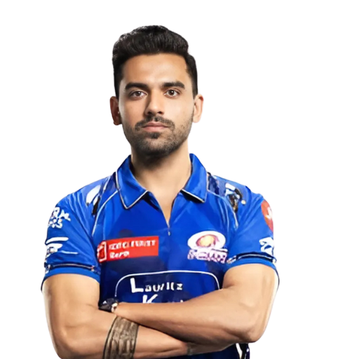 Deepak Chahar posing in mumbai indians jersey