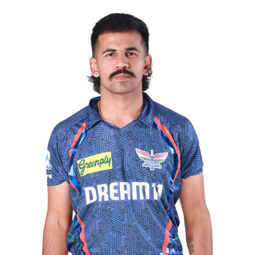 Himmat Singh posing in lucknow super giants jersey