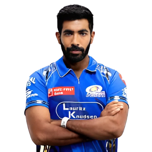 Jasprit Bumrah posing in mumbai indians jersey