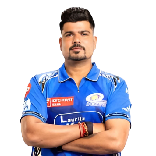Karn Sharma posing in mumbai indians jersey