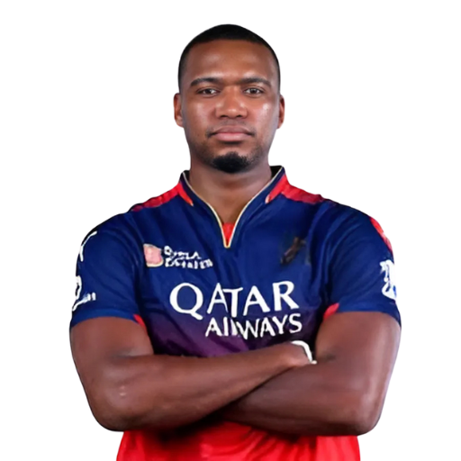 Lungi Ngidi posing in Royal Challengers Bengaluru jersey 2025