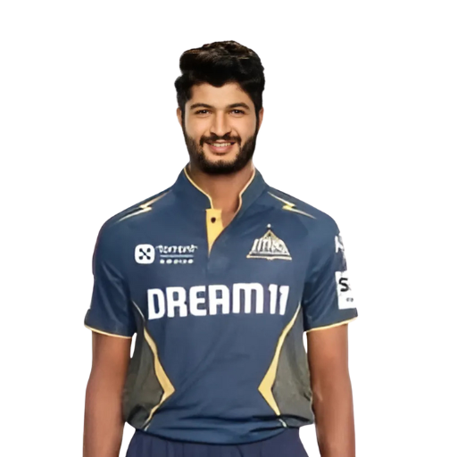 MOHD. Arshad Khan posing in gujarat titans jersey