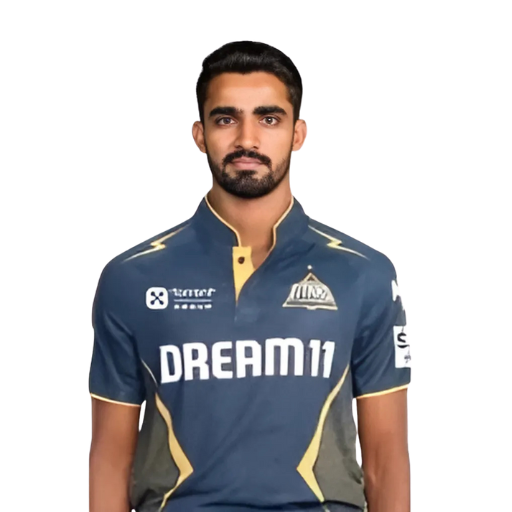 Mahipal Lomror posing in gujarat titans jersey