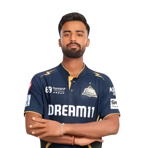 Manav Suthar posing in gujarat titans jersey