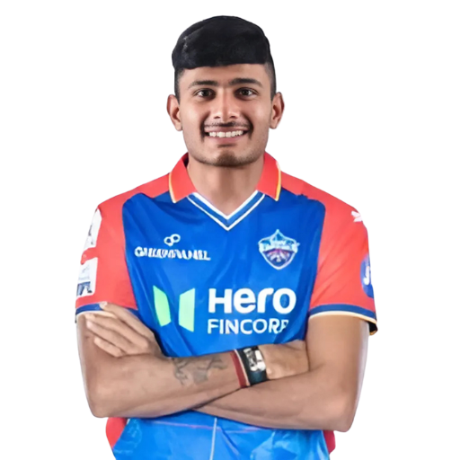 Manvanth Kumar posing in delhi capitals kit