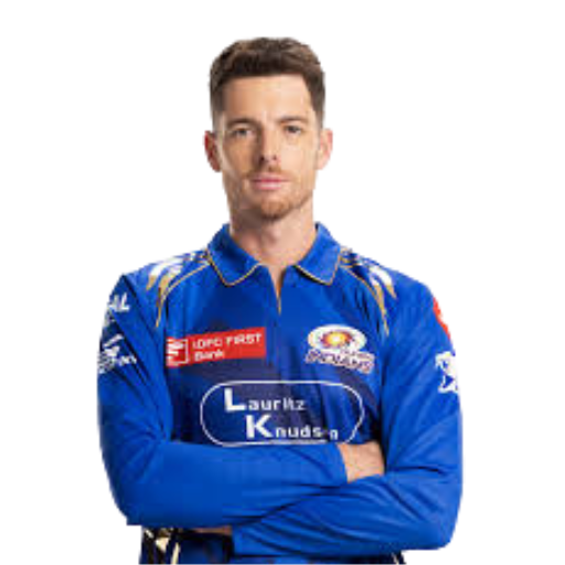Mitchell Santner posing in mumbai indians jersey