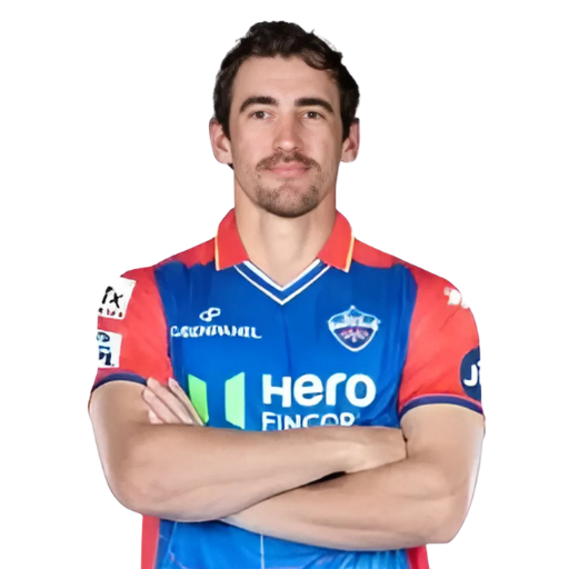 Mitchell Starc posing in delhi capitals kit