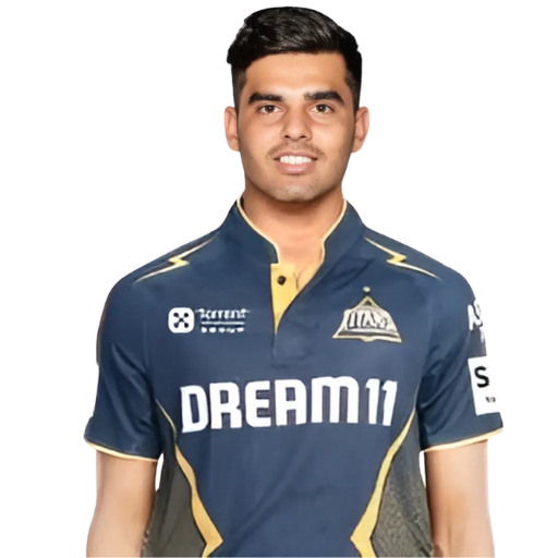 Nishant Sindhu posing in gujarat titans jersey