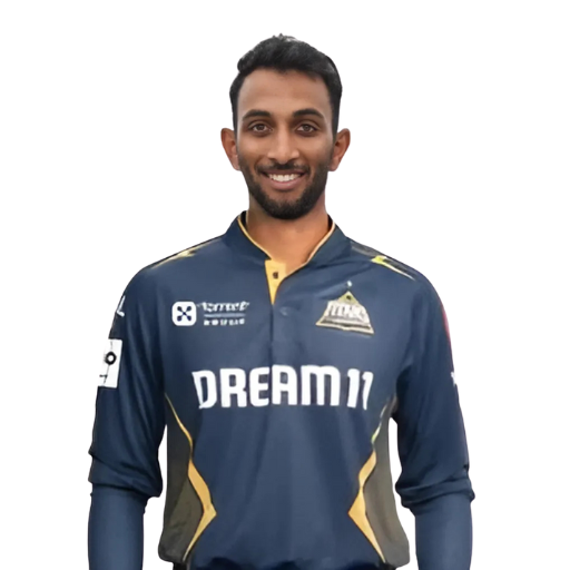 Prasidh Krishna posing in gujarat titans jersey