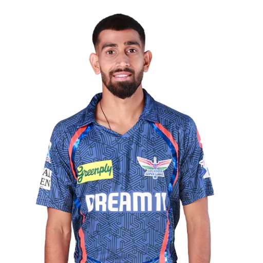 Prince Yadav posing in lucknow super giants jersey