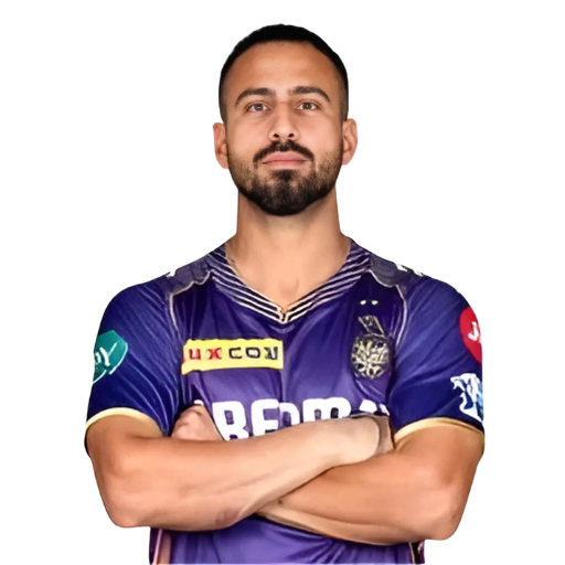 Ramandeep Singh posing in Kolkata Knight Riders jersey