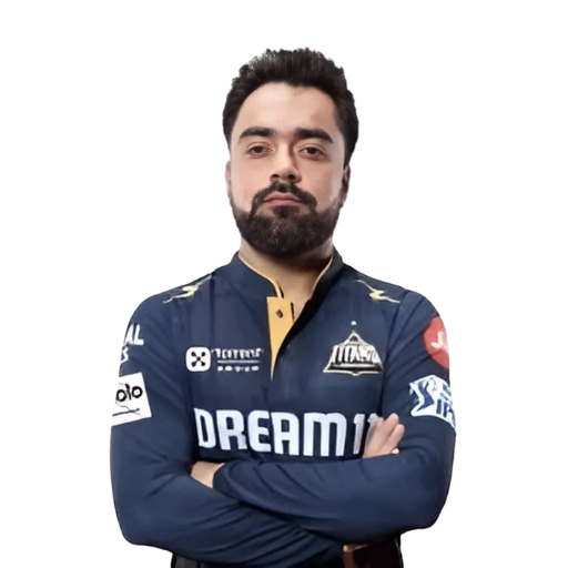 Rashid Khan posing in gujarat titans jersey
