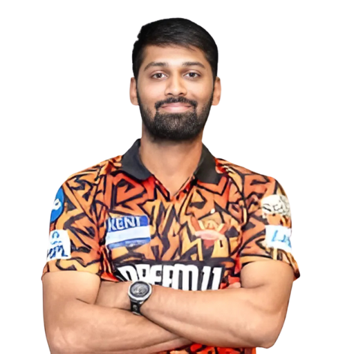 Ravichandran Smaran posing in Sunrisers Hyderabad jersey 2025