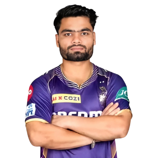 Rinku Singh posing in Kolkata Knight Riders jersey