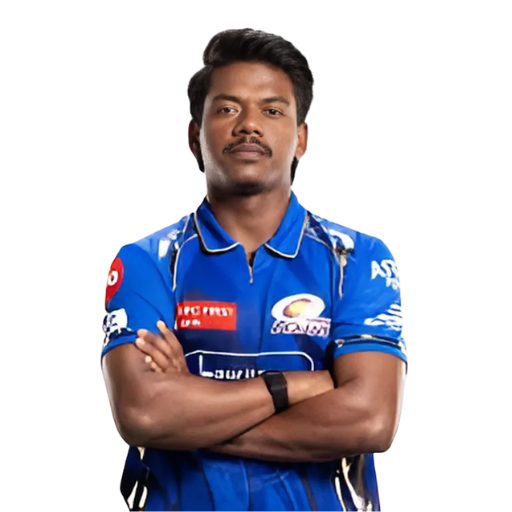 Robin Minz posing in mumbai indians jersey