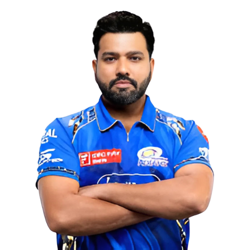 Rohit Sharma posing in mumbai indians jersey