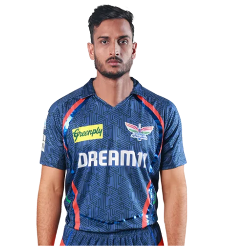 Shahbaz Ahmed posing in lucknow super giants jersey