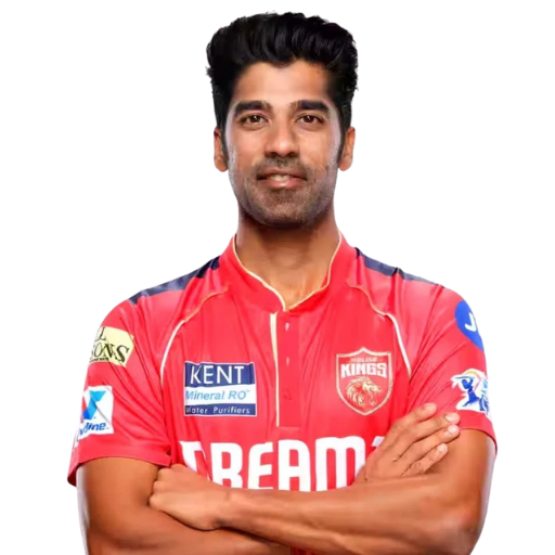 Shashank Singh posing in punjab kings jersey 2025