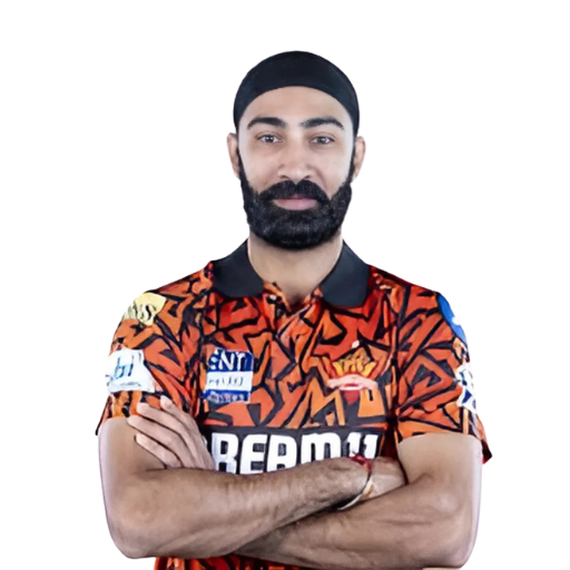 Simarjeet Singh posing in Sunrisers Hyderabad jersey 2025