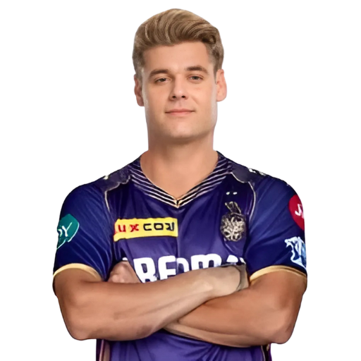 Spencer Johnson posing in Kolkata Knight Riders jersey