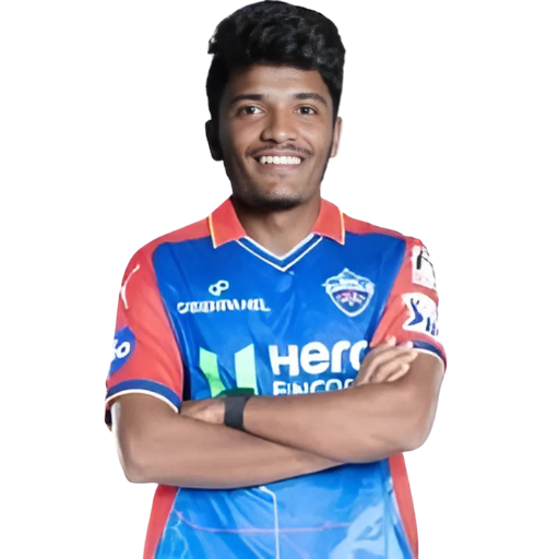 Tripurana Vijay posing in delhi capitals kit