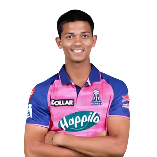 Yashasvi Jaiswal posing in Rajasthan Royals jersey 2025