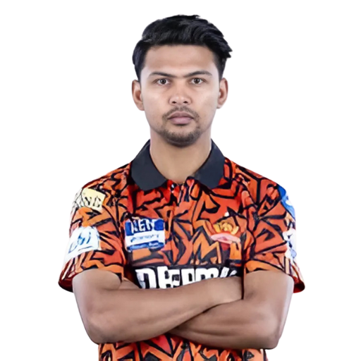 Zeeshan Ansari posing in Sunrisers Hyderabad jersey 2025